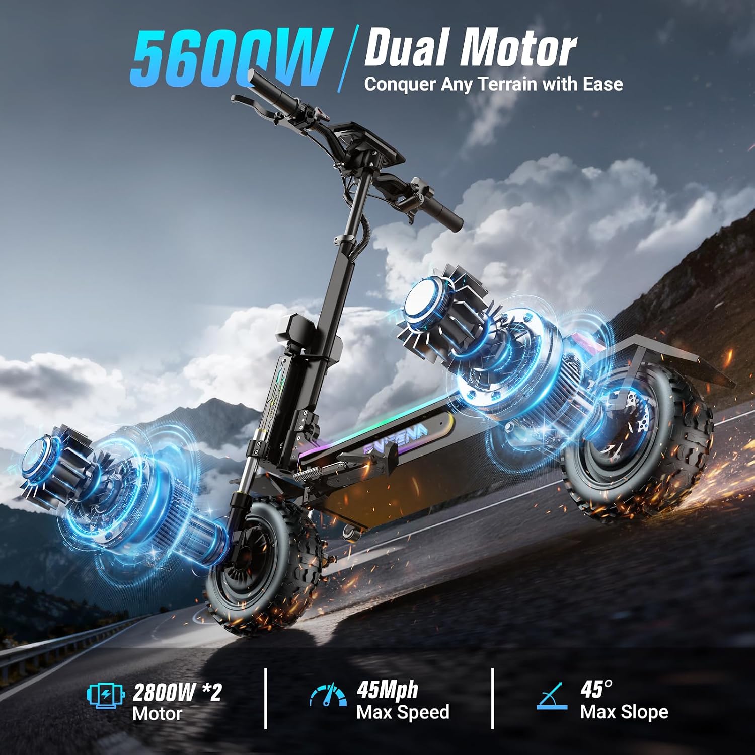 Electric Scooters Adults- 5600 - 60V 5600W Dual Motor Electric Scooter ulasan dan harga