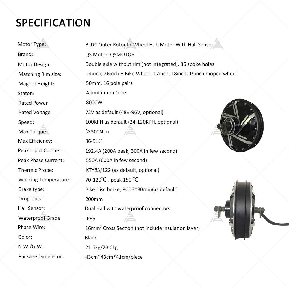 QSMOTOR QS273 8000W Powerful H - Qs273 Hub Motor 8000W 72V ulasan dan harga